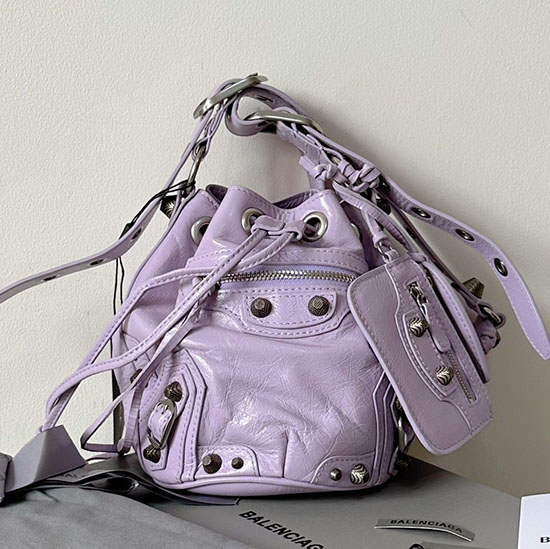 Balenciaga Le Cagole Xs Borsa A Secchiello In Pelle Viola B702431