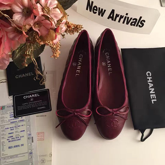 Ballerine Chanel In Pelle Di Agnello Bordeaux Cap Toe Ch1640