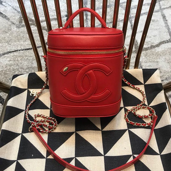 Beauty Case Chanel In Pelle Di Agnello Rosso A29301