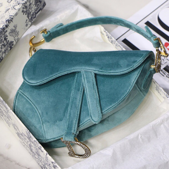 Borsa A Bisaccia In Velluto Dior Verde D07231