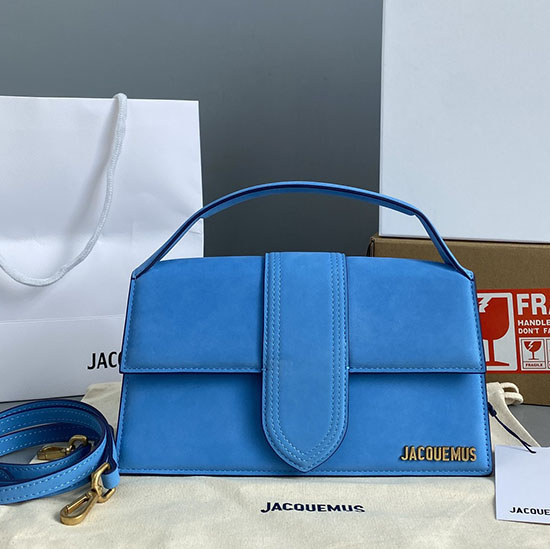 Borsa A Mano Jacquemus Le Bambino In Camoscio Blu Jm2056