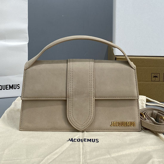 Borsa A Mano Jacquemus Le Bambino In Pelle Scamosciata Grigia Jm2056