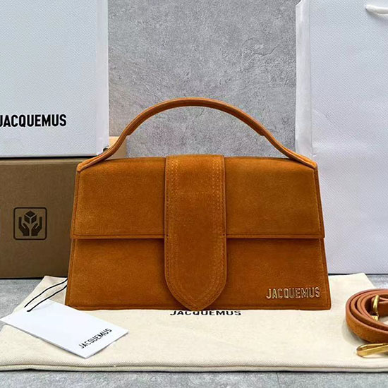 Borsa A Mano Jacquemus Le Bambino In Pelle Scamosciata Marrone Jm2056