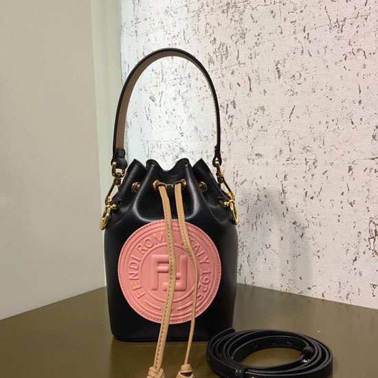 Borsa A Secchiello Fendi Mon Tresor Piccola In Pelle Di Vitello Nera E Rosa F80101