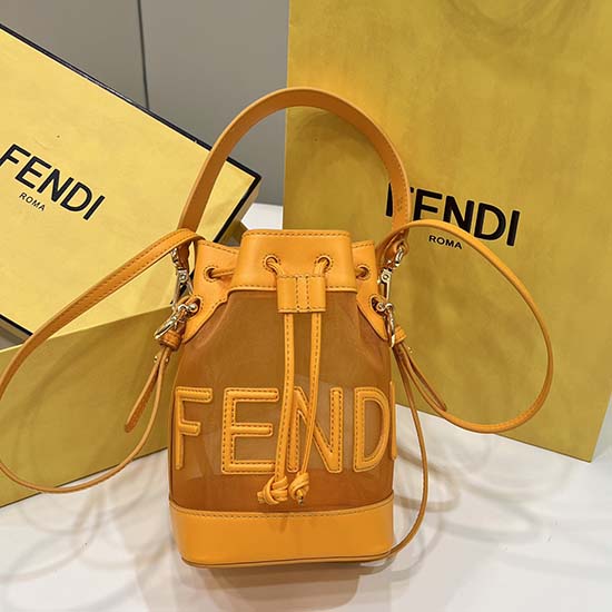 Borsa A Secchiello Fendi Tresor In Rete Arancione F8361