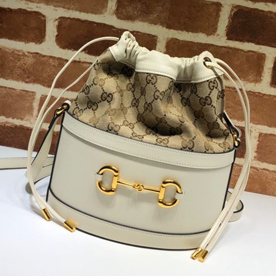 Borsa A Secchiello Gucci Horsebit 1955 Bianca 602118