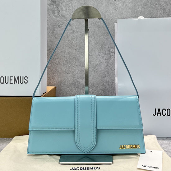 Borsa A Spalla Lunga Jacquemus Le Bambino In Pelle Di Vitello Azzurro Jb2036