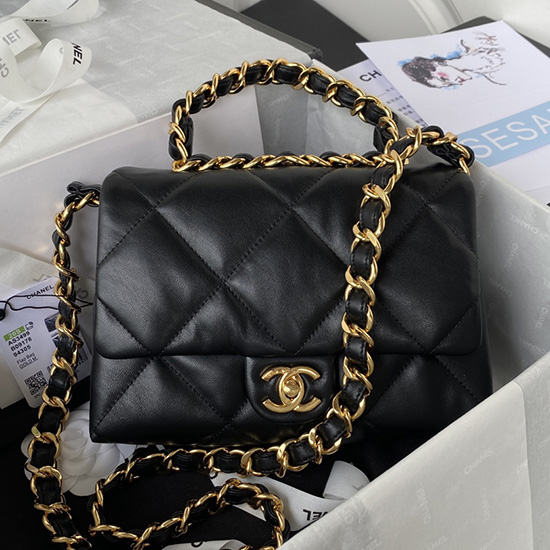 Borsa A Tracolla Chanel Con Patta In Pelle Di Agnello Nera As3499