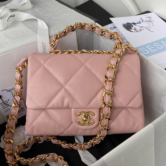 Borsa A Tracolla Chanel Con Patta In Pelle Di Agnello Rosa As3499