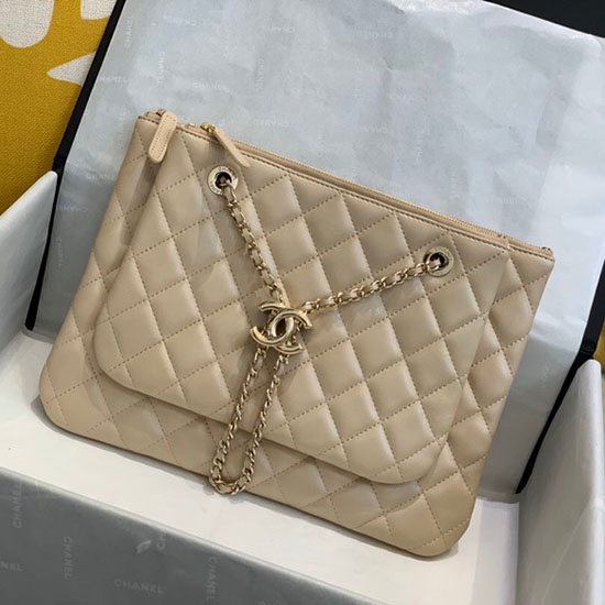 Borsa A Tracolla Chanel In Pelle Di Agnello Beige A06151