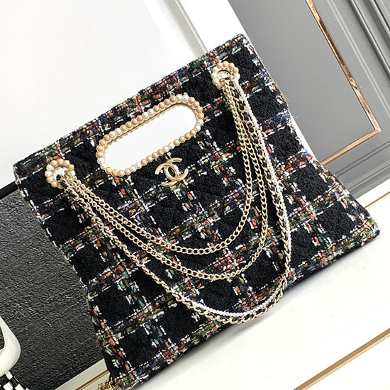 Borsa A Tracolla Chanel In Tweed Nera As2023