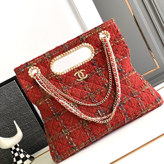 Borsa A Tracolla Chanel In Tweed Rossa As2023