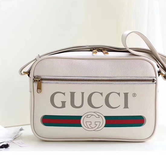 Borsa A Tracolla Con Stampa Gucci Bianca 523589