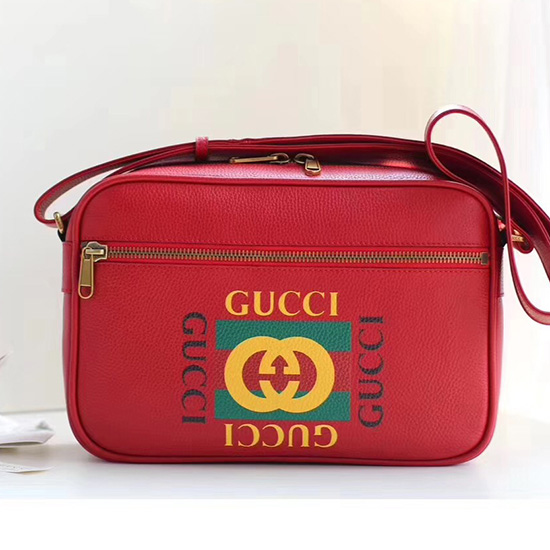 Borsa A Tracolla Con Stampa Gucci Rossa 523589