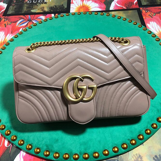 Borsa A Tracolla Gucci Gg Marmont Matelasse Color Nudo 443496