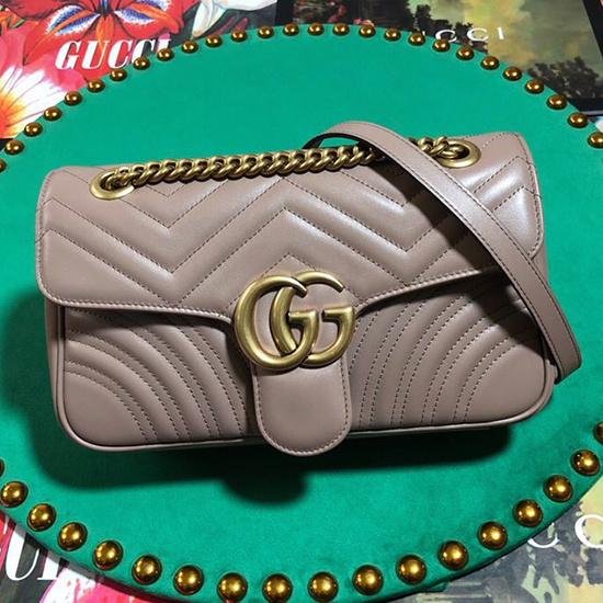 Borsa A Tracolla Gucci Gg Marmont Matelasse Color Nudo 443497