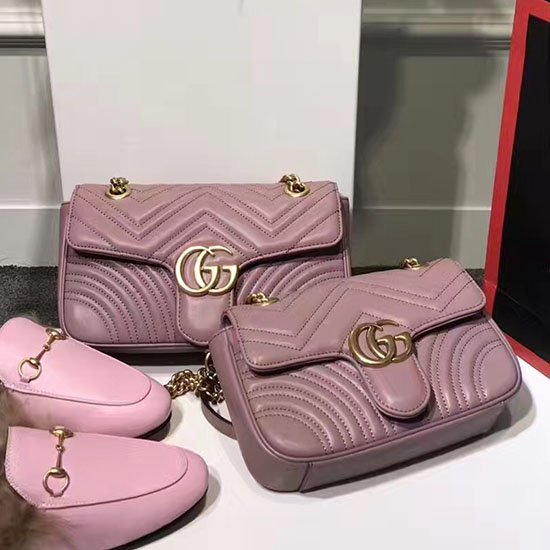 Borsa A Tracolla Gucci Gg Marmont Matelasse Color Nudo 443497