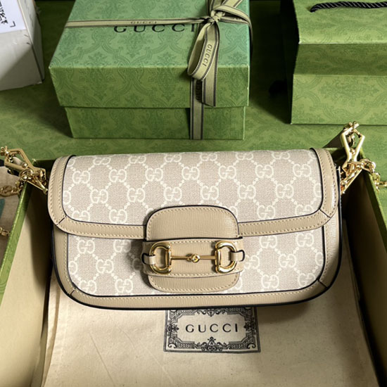 Borsa A Tracolla Gucci Horsebit 1955 GG Supreme Beige 735178