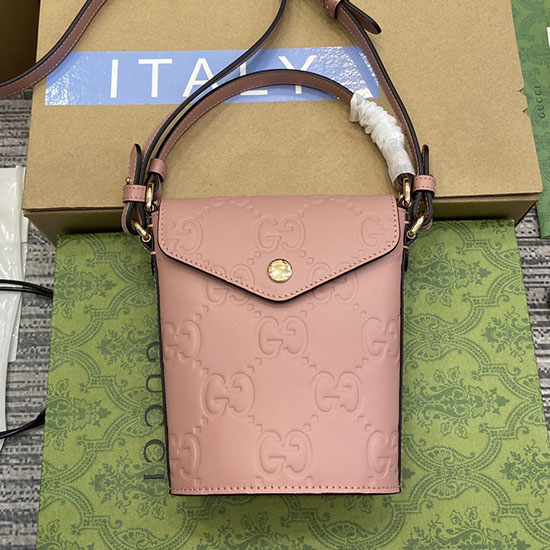 Borsa A Tracolla Gucci In Pelle Soufflé Rosa 772795