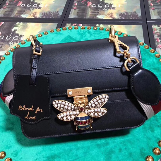 Borsa A Tracolla Gucci Queen Margaret In Pelle Nera 476542