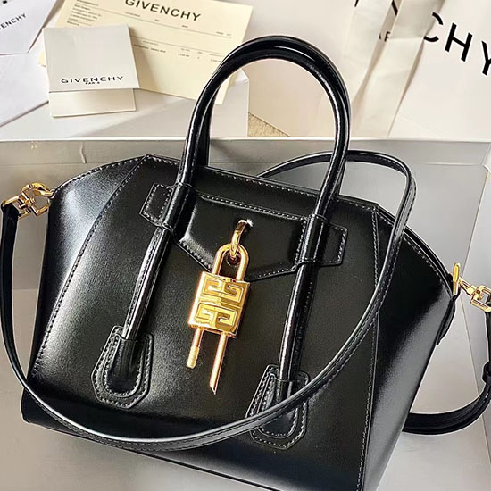 Borsa A Tracolla In Pelle Givenchy Mini Antigona Lock Nera G199115