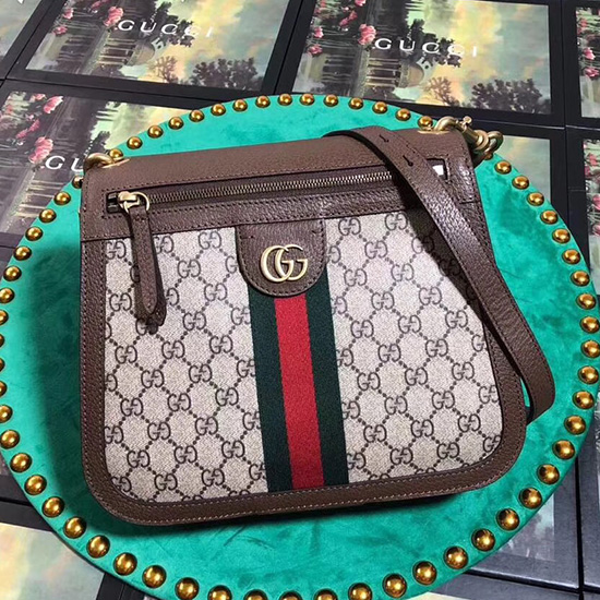 Borsa A Tracolla In Tela Gucci GG Marrone 523658