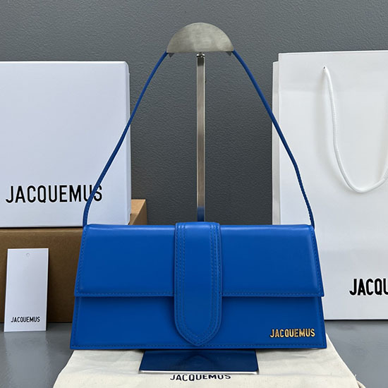 Borsa A Tracolla Lunga Jacquemus Le Bambino In Pelle Di Vitello Blu Jb2036