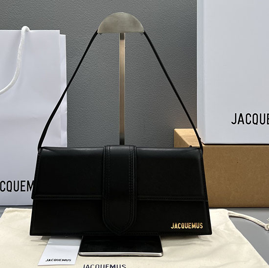 Borsa A Tracolla Lunga Jacquemus Le Bambino In Pelle Di Vitello Nera Jb2036