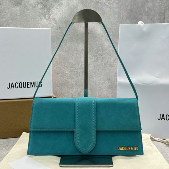 Borsa A Tracolla Lunga Jacquemus Le Bambino In Pelle Scamosciata Azzurro Jb2036