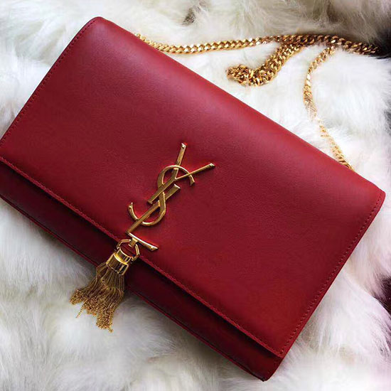 Borsa A Tracolla Media Saint Laurent Kate Monogram Con Nappe Bordeaux Y121270