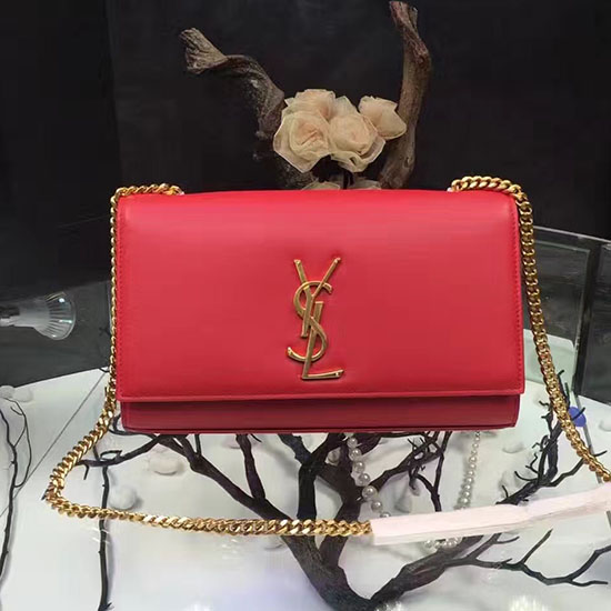 Borsa A Tracolla Media Saint Laurent Kate Monogram In Pelle Liscia Rossa Y121250