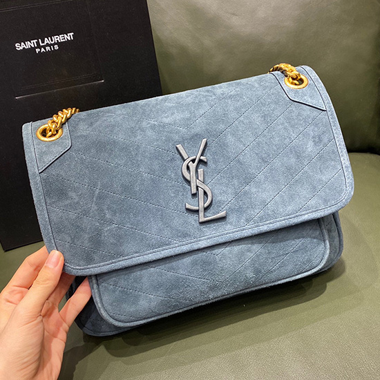 Borsa A Tracolla Media Saint Laurent Niki Blu 633158