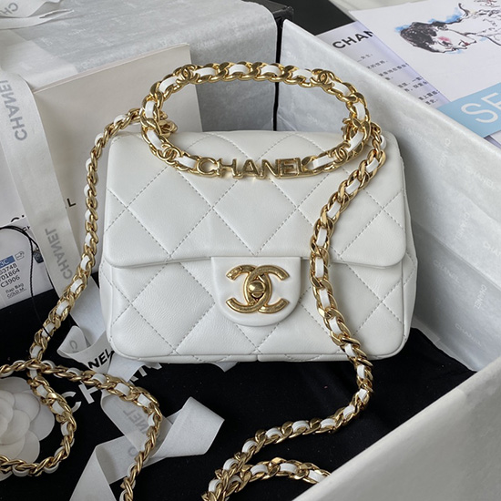 Borsa A Tracolla Mini Chanel In Pelle Di Agnello Bianca As3748