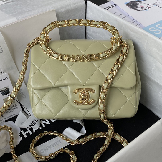 Borsa A Tracolla Mini Chanel In Pelle Di Agnello Kaki As3748