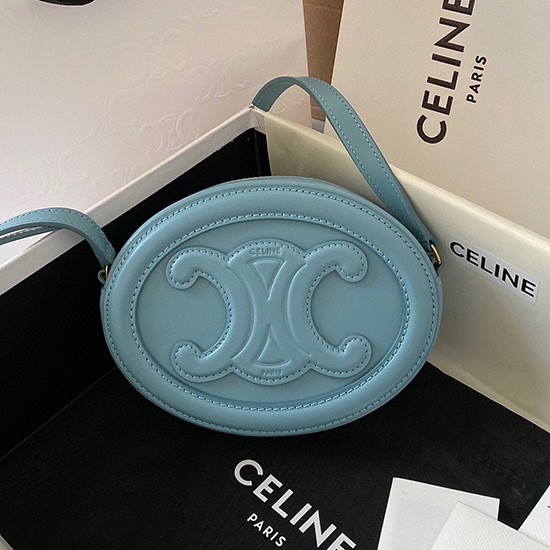 Borsa A Tracolla Ovale Celine Cuir Triomphe Blu C35507