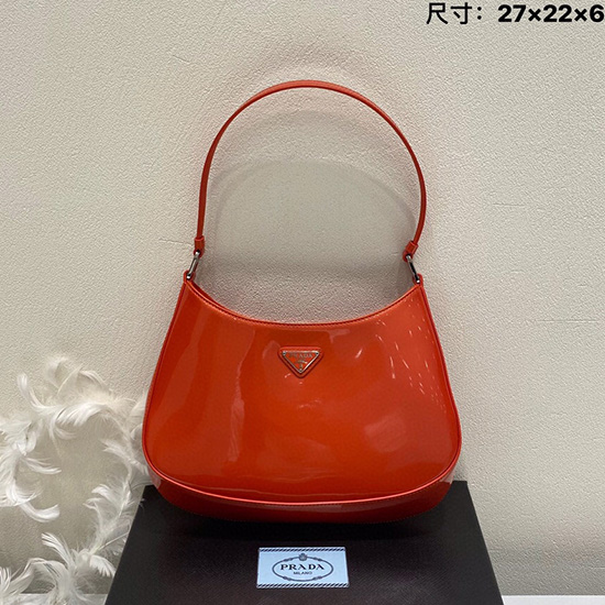 Borsa A Tracolla Prada Cleo In Pelle Spazzolata Arancione 1bc499