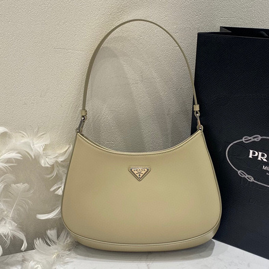 Borsa A Tracolla Prada Cleo In Pelle Spazzolata Beige 1bc499