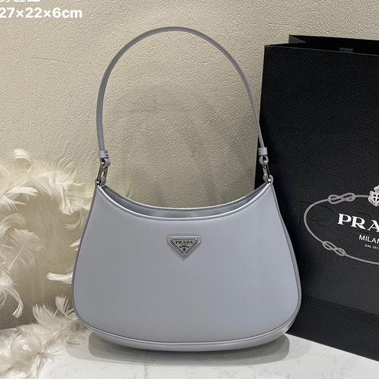 Borsa A Tracolla Prada Cleo In Pelle Spazzolata Celeste 1bc499