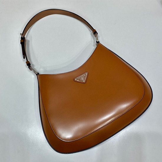 Borsa A Tracolla Prada Cleo In Pelle Spazzolata Marrone 1bc156