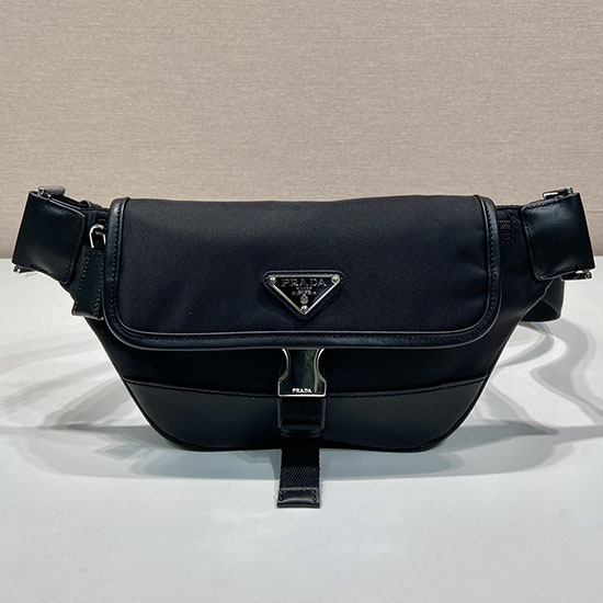 Borsa A Tracolla Prada In Re-nylon E Pelle Nera 2vh176