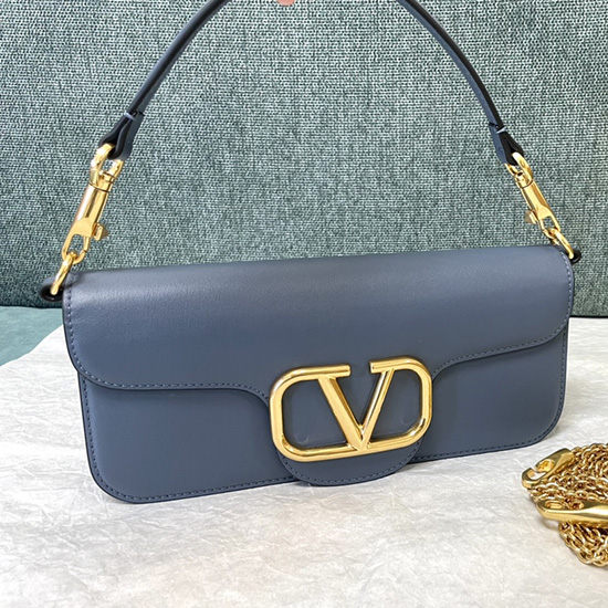 Borsa A Tracolla Valentino Loco In Pelle Di Vitello Blu V1133l