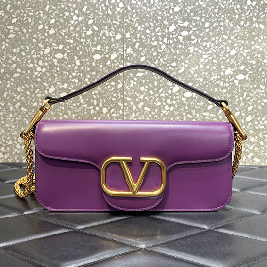 Borsa A Tracolla Valentino Loco In Pelle Di Vitello Viola V6031