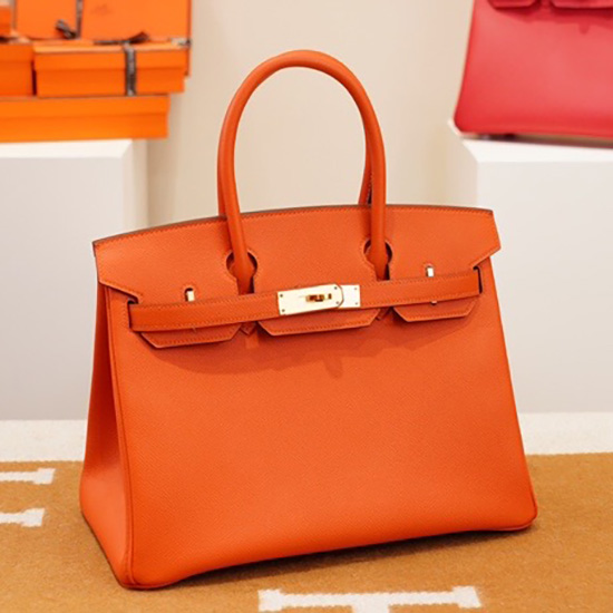 Borsa Birkin Hermes Epsom In Pelle Arancione Hb253035