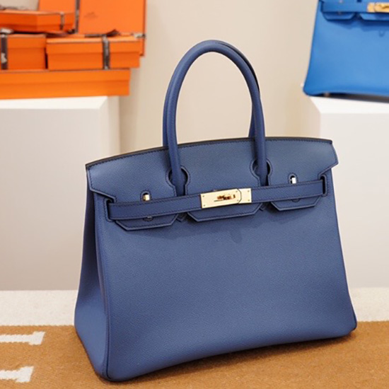 Borsa Birkin Hermes Epsom In Pelle Azzurra Hb253035