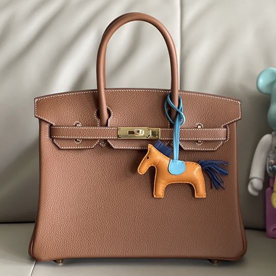 Borsa Birkin Hermes Togo In Pelle Marrone Dorato Hb253001