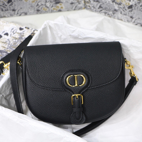 Borsa Bobby Media In Pelle Di Vitello Martellata Dior Nera M8018