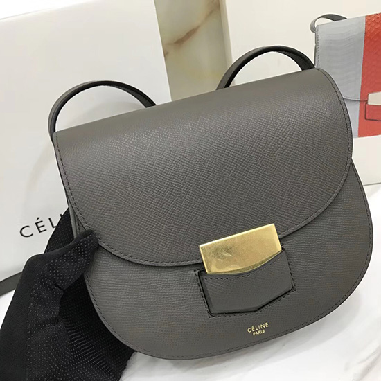 Borsa Celine Trotteur Piccola In Pelle Di Vitello Granulata Grigia Cl30038