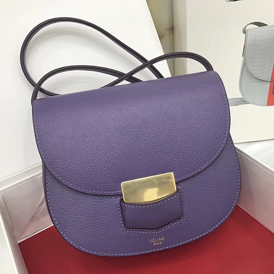 Borsa Celine Trotteur Piccola In Pelle Di Vitello Granulata Viola Cl30038