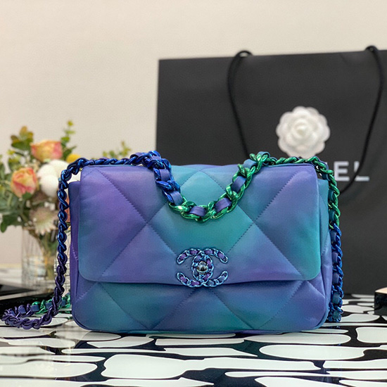 Borsa Chanel 19 Con Patta In Pelle Di Agnello Blu As1160