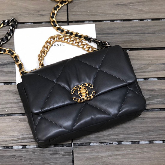 Borsa Chanel 19 Con Patta In Pelle Di Agnello Grigia As1160